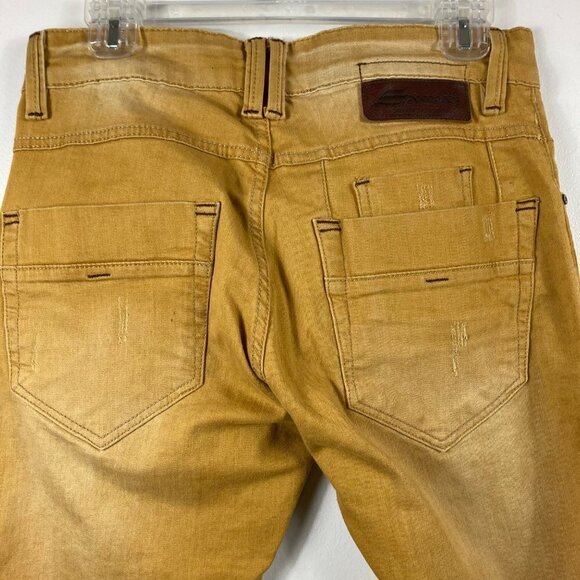 Mens Brazilian Sawary Denim Distressed Slim Jeans Gold 33 - Picture 4 of 10
